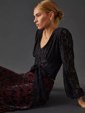 Anthropologie Balloon-Sleeve Blouse Med NWOT $118